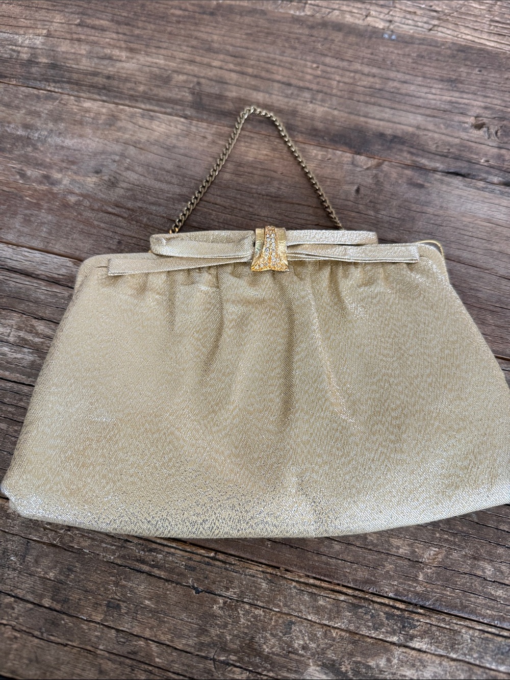 Vintage Gold Evening Chain-Handle Clutch Bag